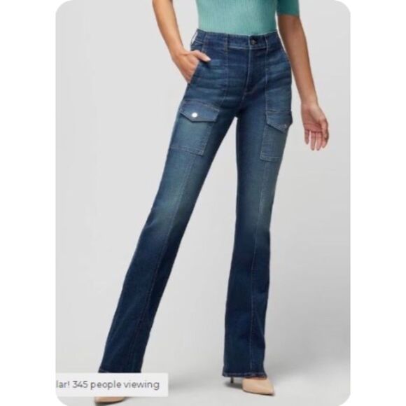 EUC White House Black Market Skinny Flare Cargo Jeans 10 - Picture 1 of 5